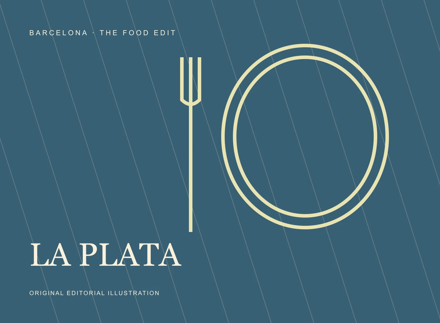 Ilustración editorial original de La Plata, no es una fotografía del local