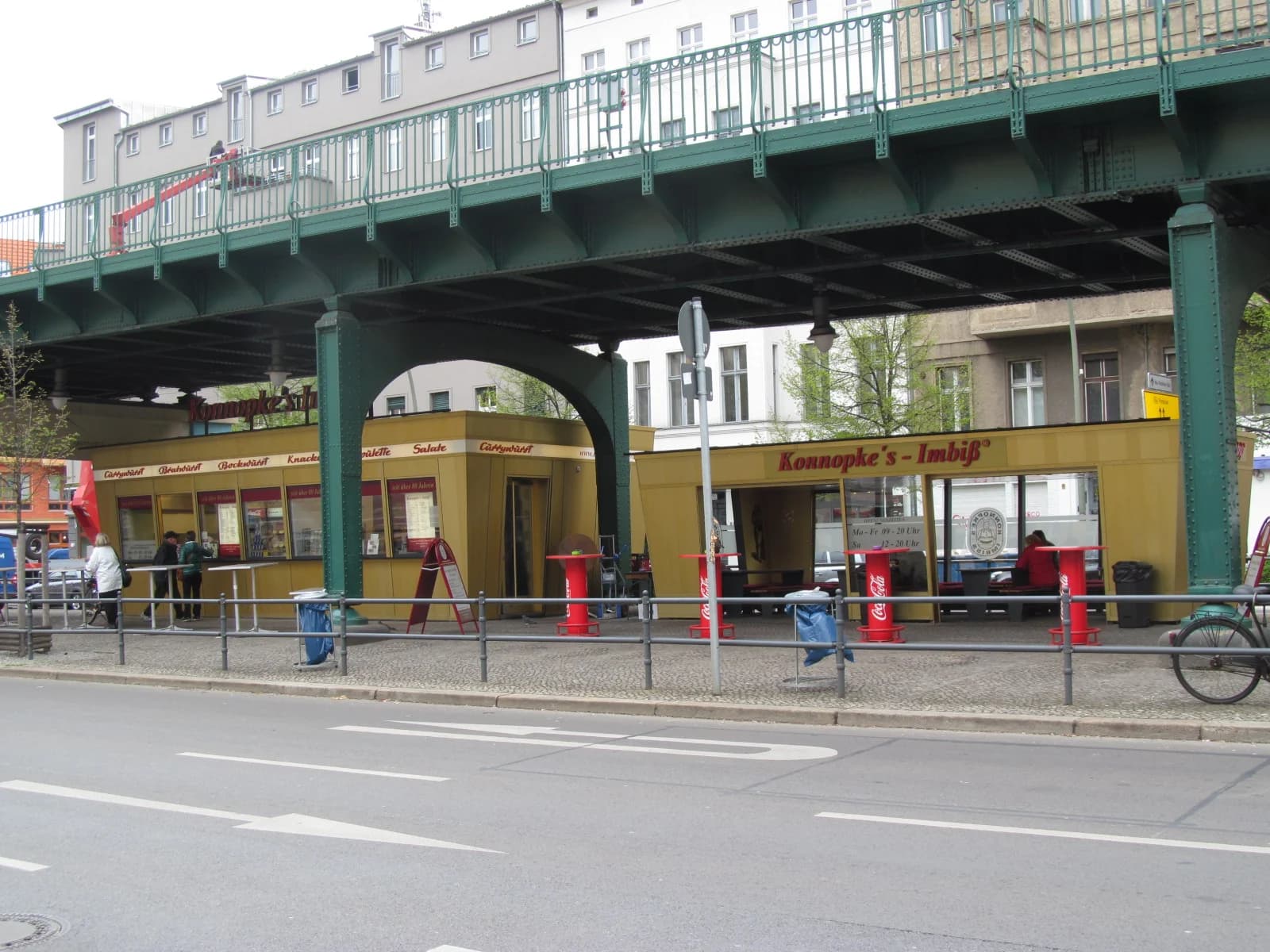 Konnopke’s Imbiß under the elevated railway, photographed in 2014
