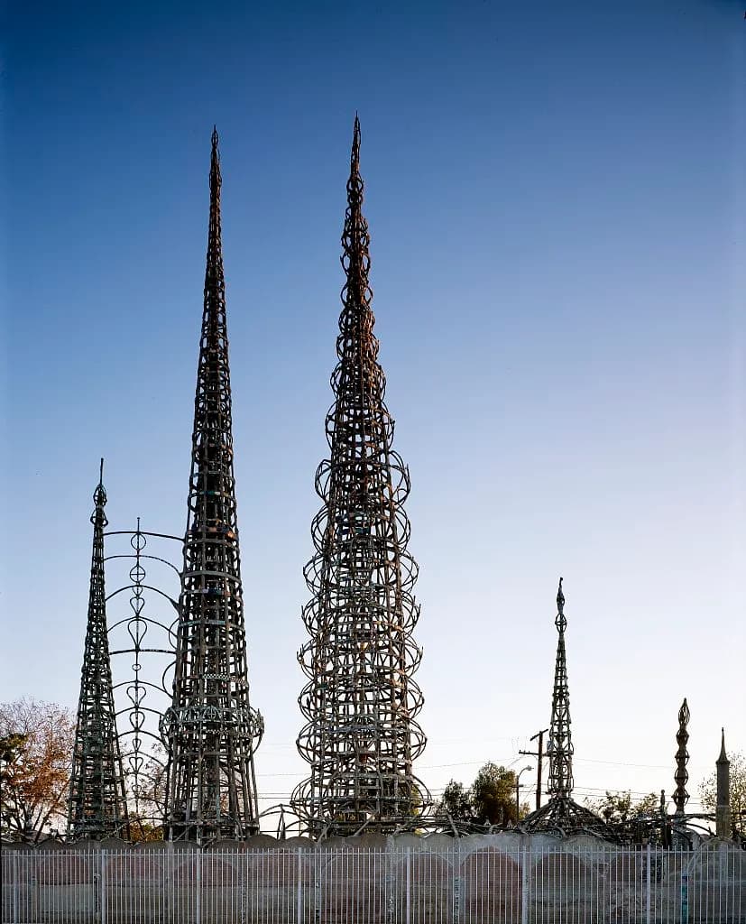 Archival photograph of Watts Towers, Los Angeles