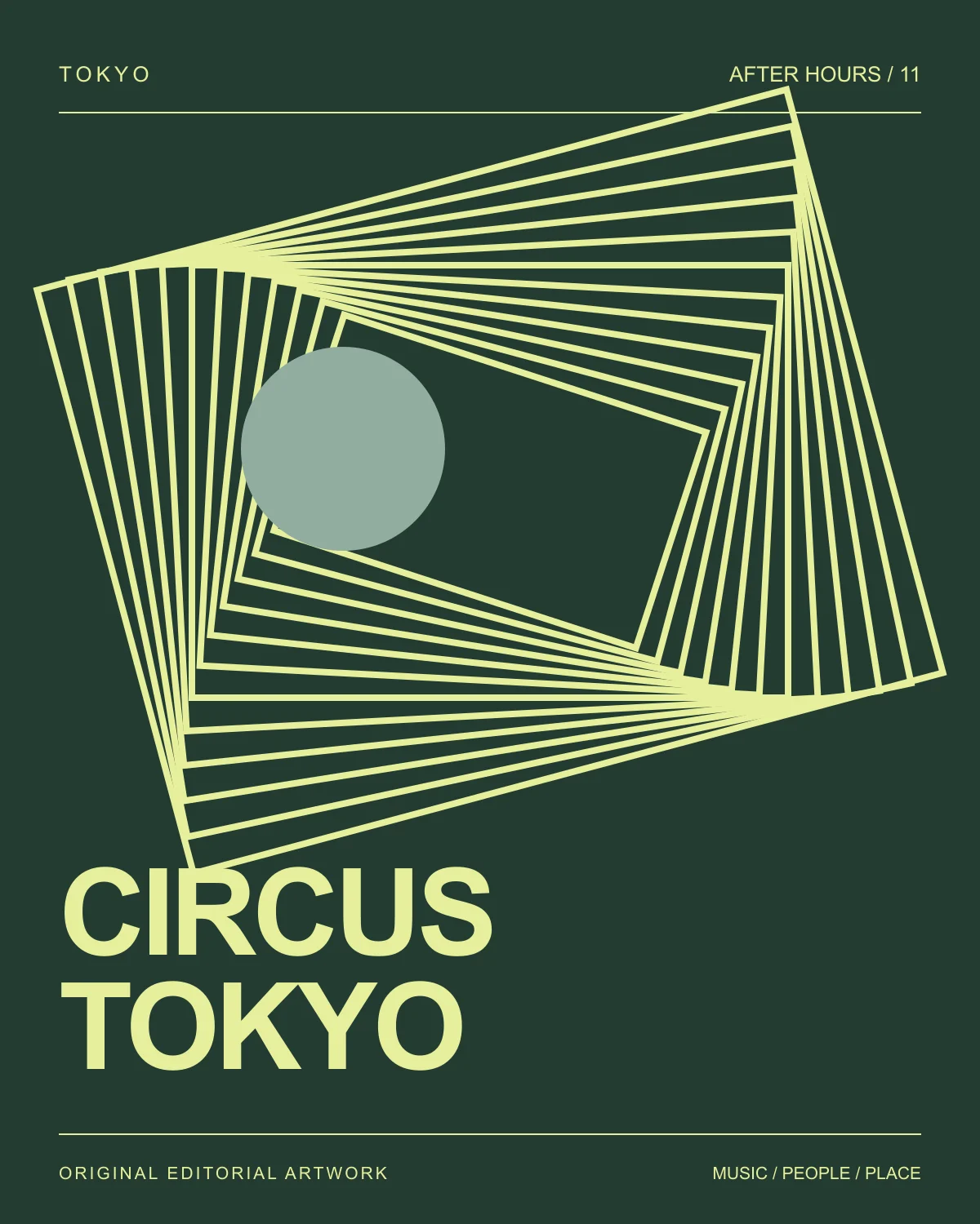 Original graphic illustration for CIRCUS TOKYO, Tokyo; not a venue photograph