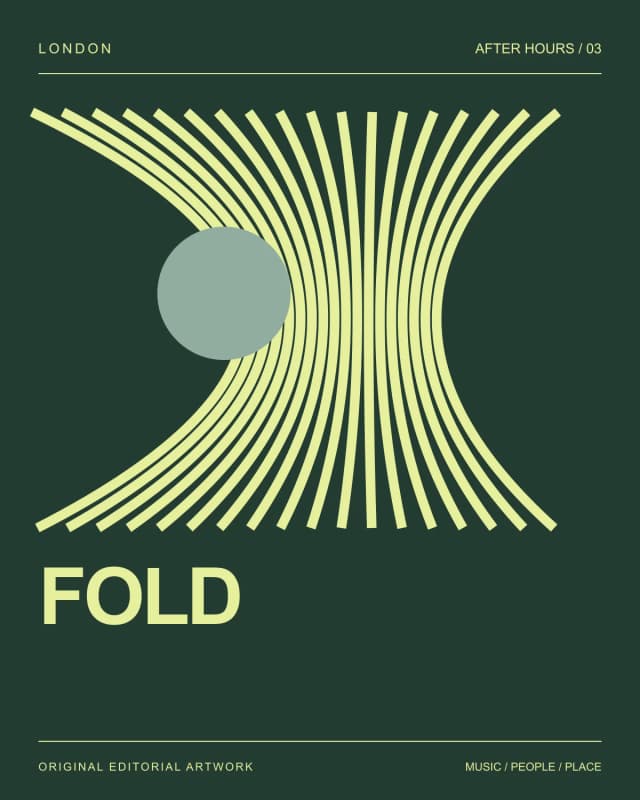 Original graphic illustration for FOLD, London; not a venue photograph