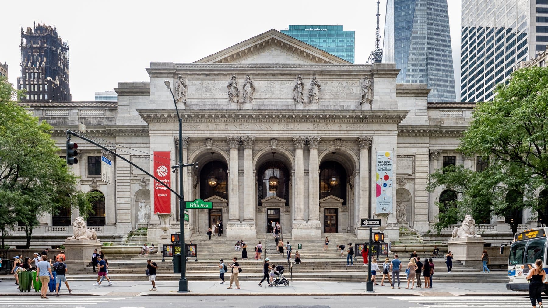 The Stephen A. Schwarzman Building of the New York Public Library, photographed in August 2021