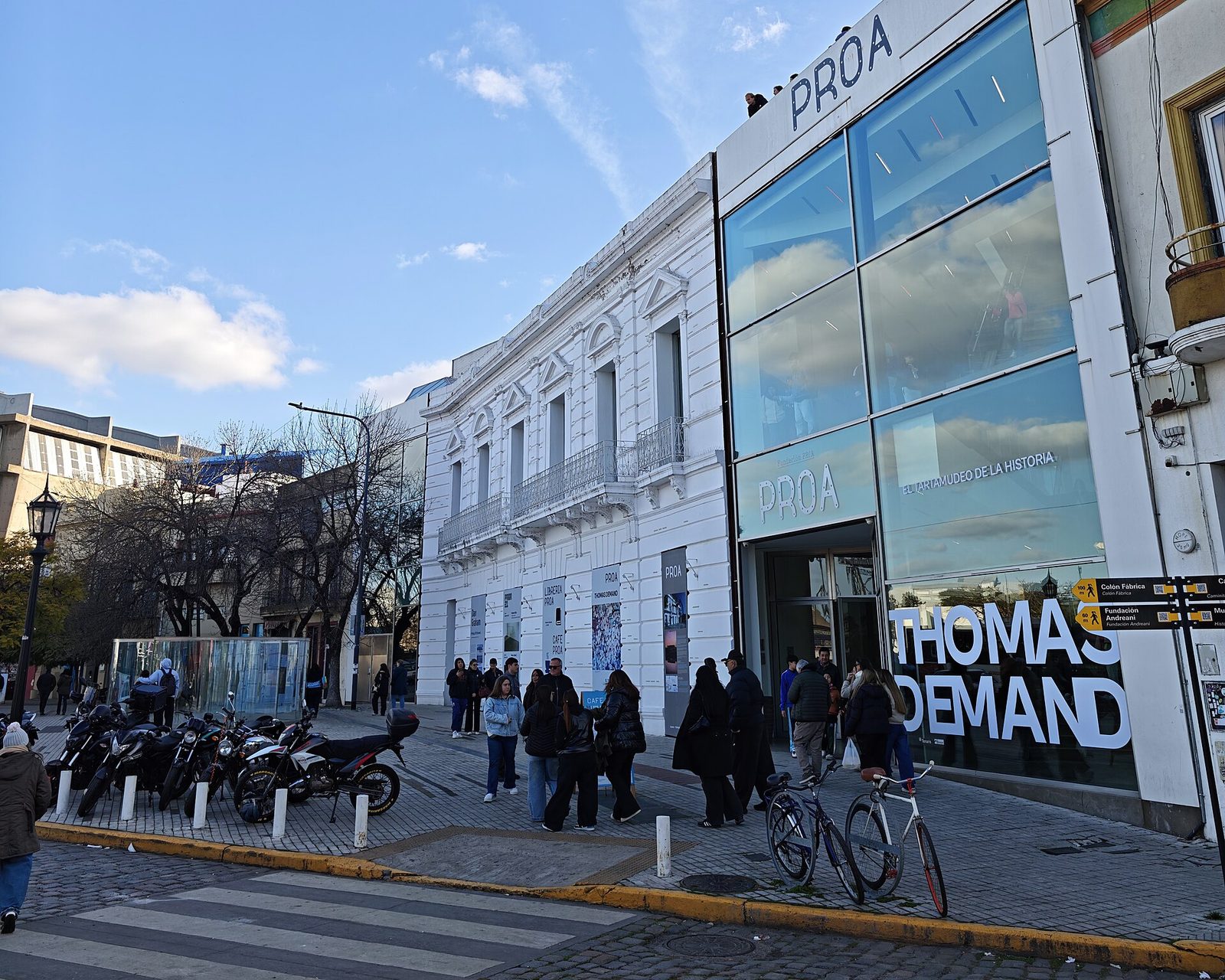 Fundación Proa’s facade in La Boca, photographed in August 2026
