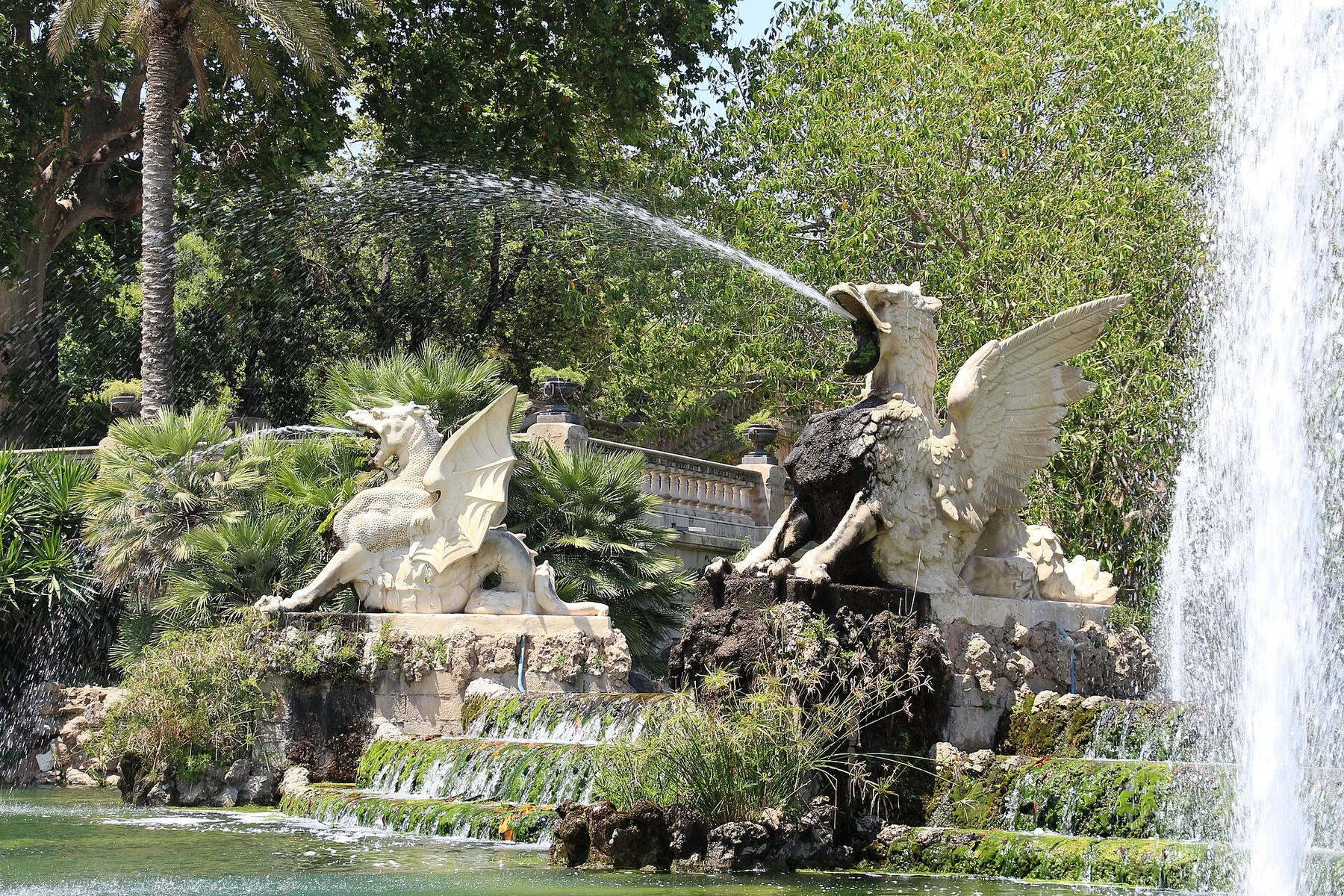 Monumental cascade at Parc de la Ciutadella, archival photograph