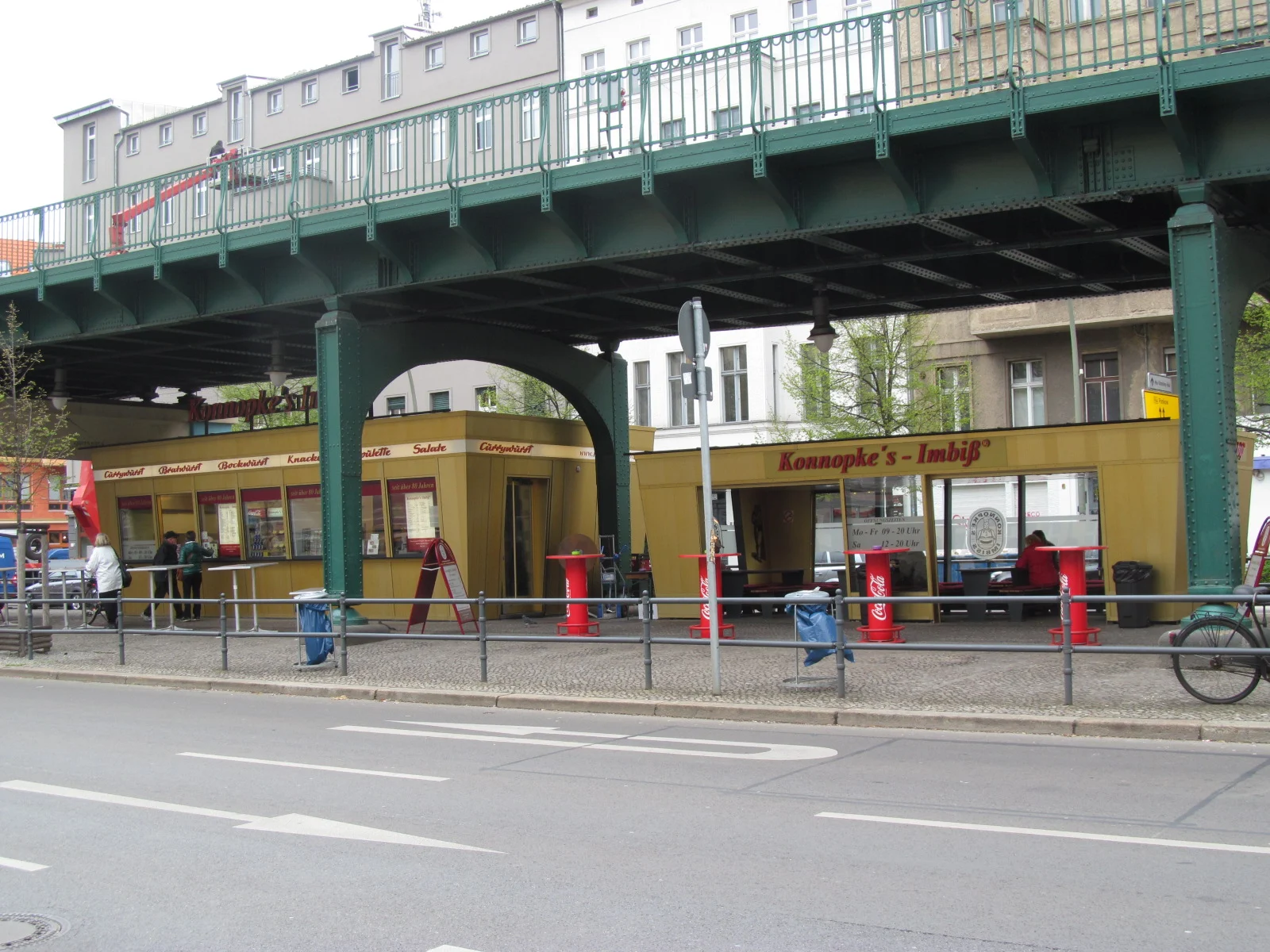 Konnopke’s Imbiß under the elevated railway, photographed in 2014