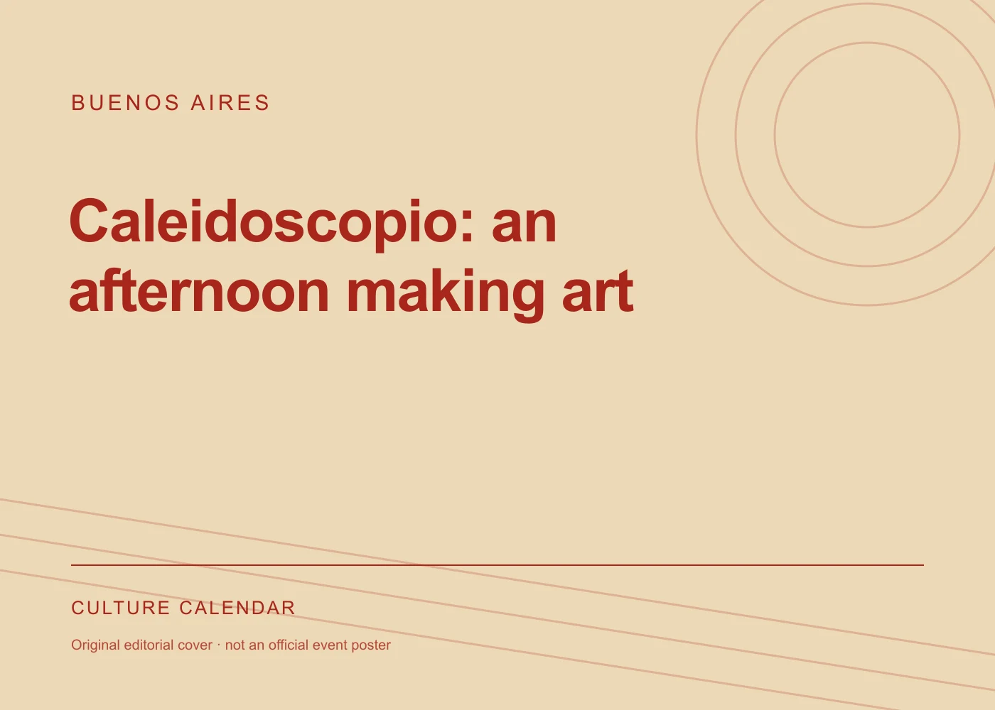 Original editorial programme cover: Caleidoscopio: an afternoon making art. This is not the organiser’s official poster.