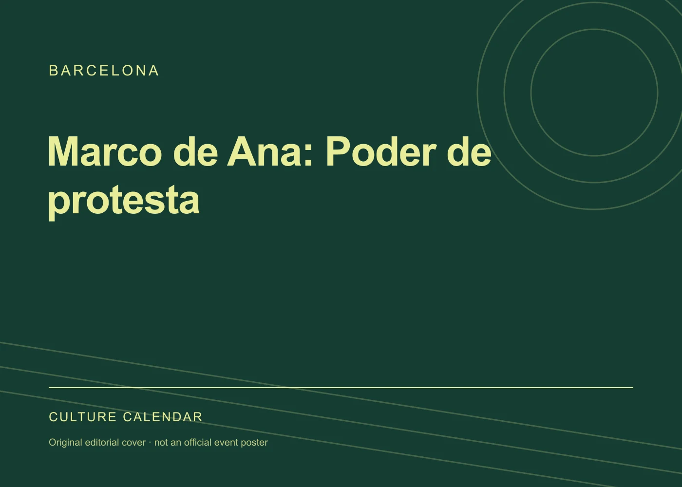 Original editorial programme cover: Marco de Ana: Poder de protesta. This is not the organiser’s official poster.