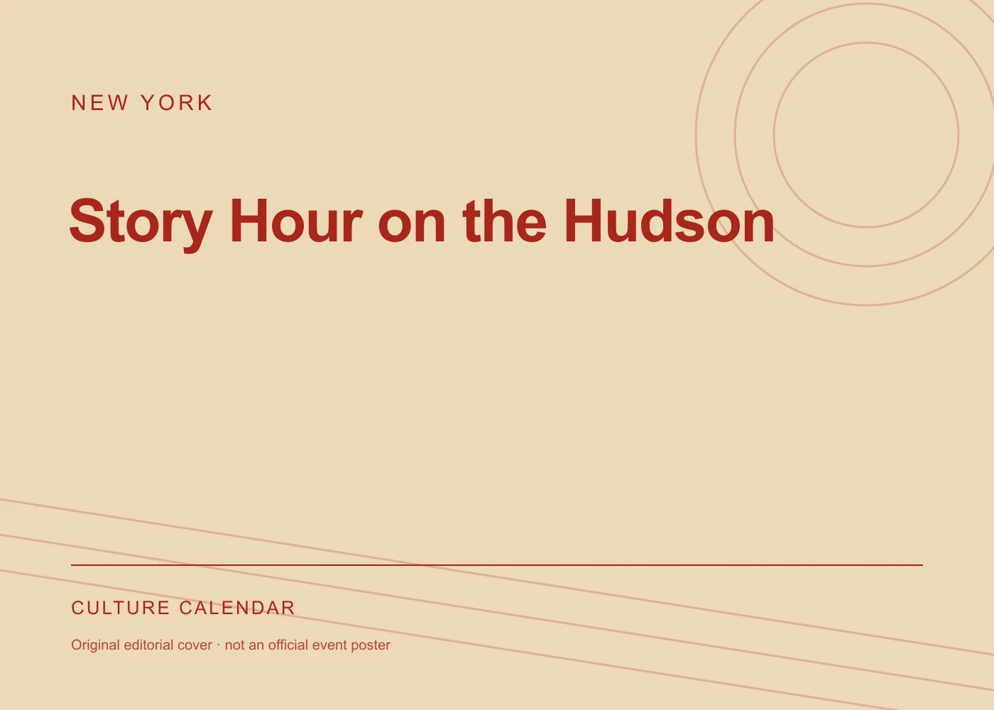 Original editorial programme cover: Story Hour on the Hudson. This is not the organiser’s official poster.