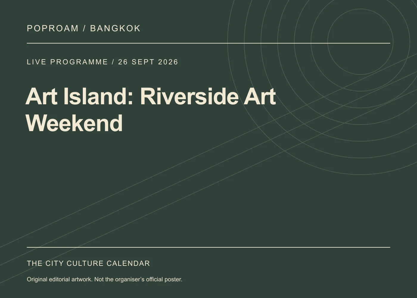 Original editorial programme artwork for Art Island: Riverside Art Weekend. This is not the organiser’s official poster.