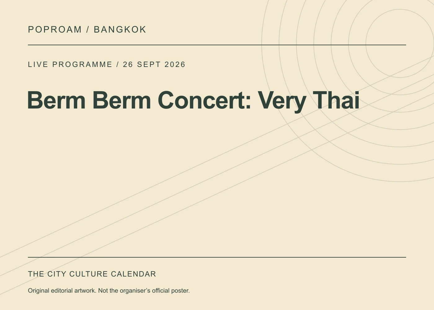Original editorial programme artwork for Berm Berm Concert: Very Thai. This is not the organiser’s official poster.