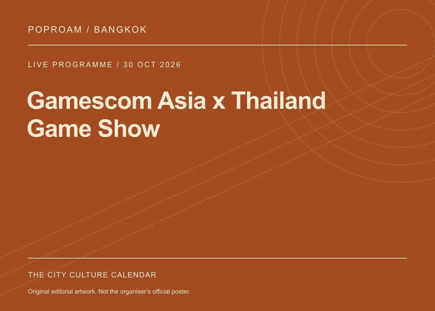 Original editorial programme artwork for Gamescom Asia x Thailand Game Show. This is not the organiser’s official poster.