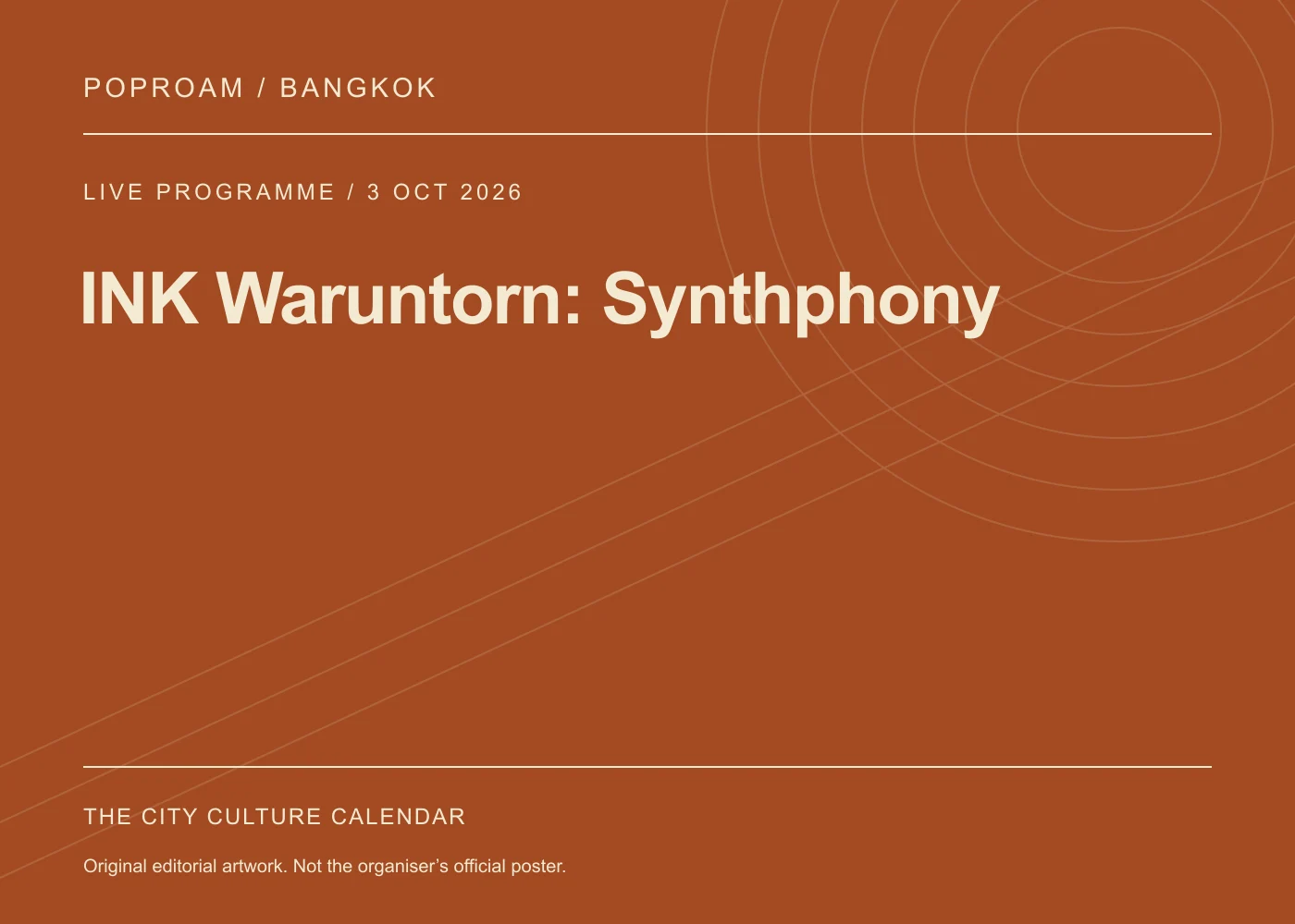 Original editorial programme artwork for INK Waruntorn: Synthphony. This is not the organiser’s official poster.