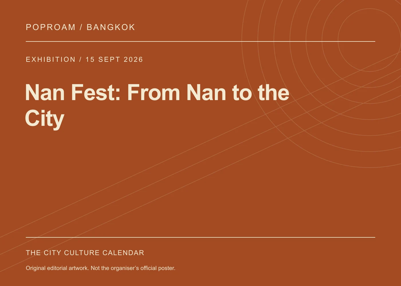 Original editorial programme artwork for Nan Fest: From Nan to the City. This is not the organiser’s official poster.