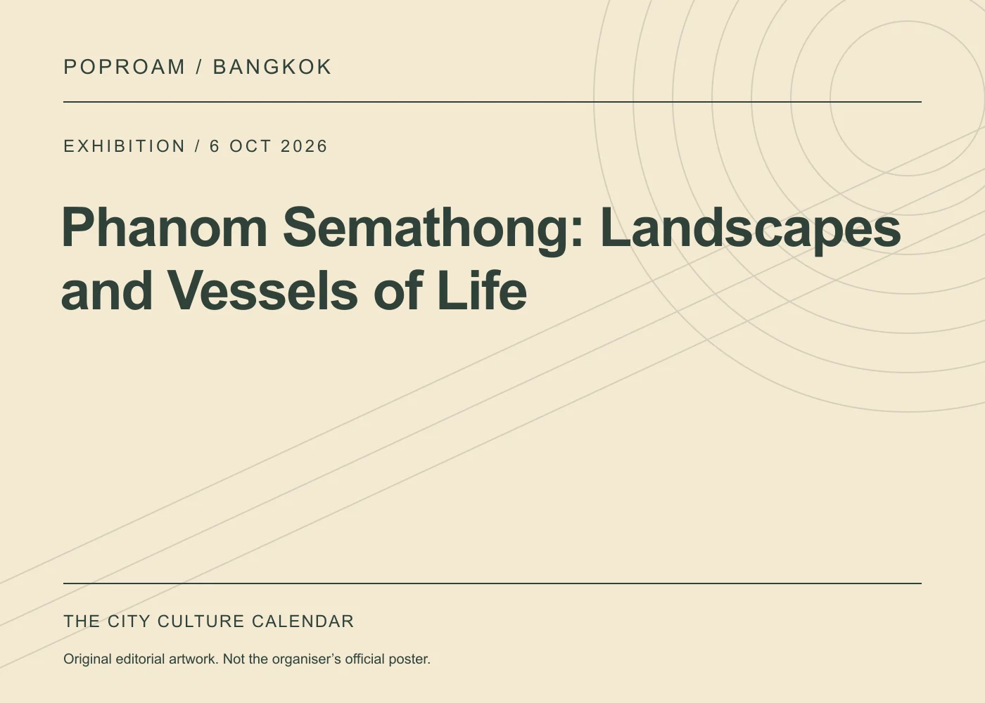Original editorial programme artwork for Phanom Semathong: Landscapes and Vessels of Life. This is not the organiser’s official poster.