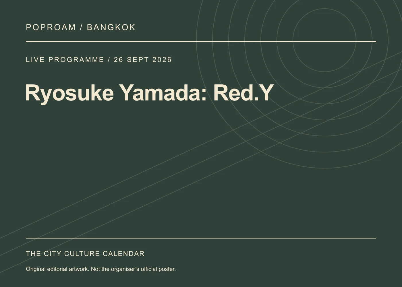Original editorial programme artwork for Ryosuke Yamada: Red.Y. This is not the organiser’s official poster.