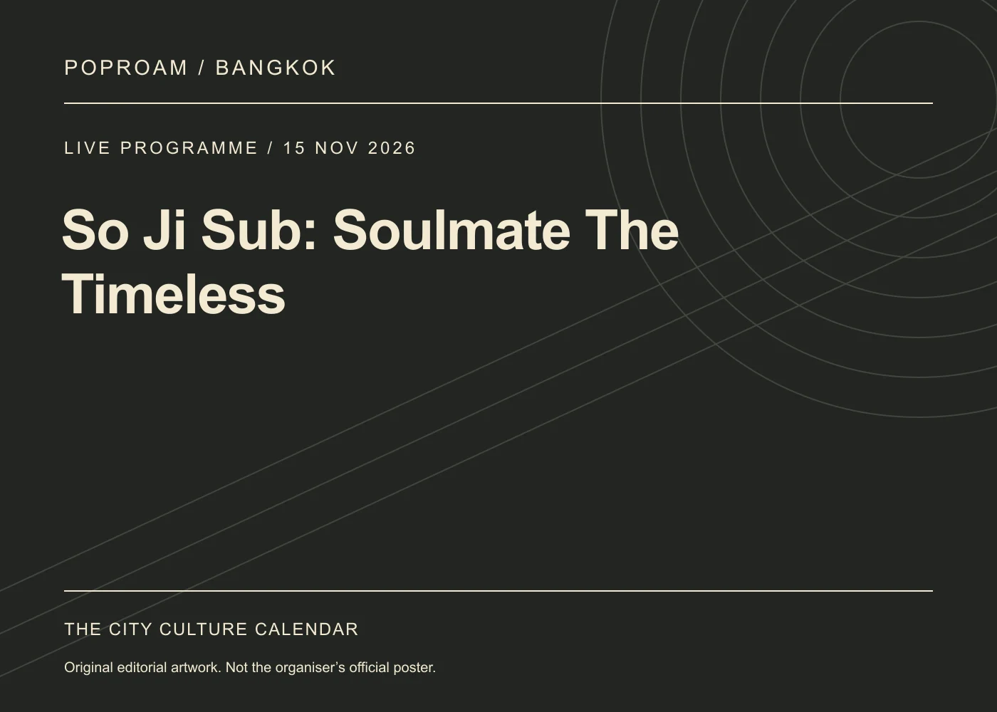 Original editorial programme artwork for So Ji Sub: Soulmate The Timeless. This is not the organiser’s official poster.