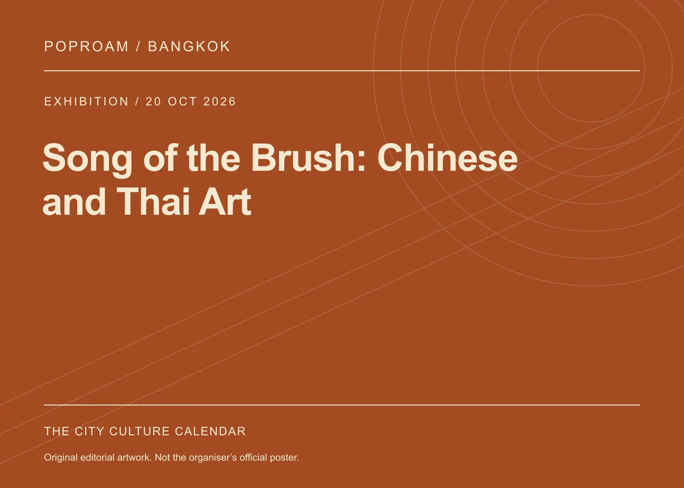 Original editorial programme artwork for Song of the Brush: Chinese and Thai Art. This is not the organiser’s official poster.