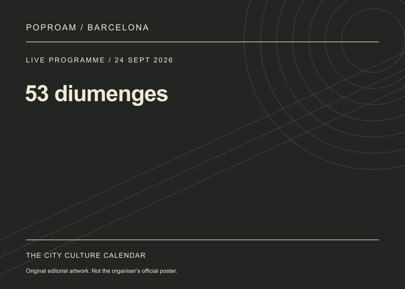 Original editorial programme artwork for 53 diumenges. This is not the organiser’s official poster.
