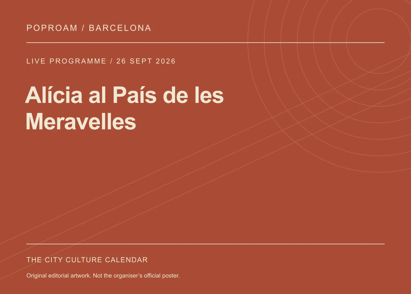 Original editorial programme artwork for Alícia al País de les Meravelles. This is not the organiser’s official poster.
