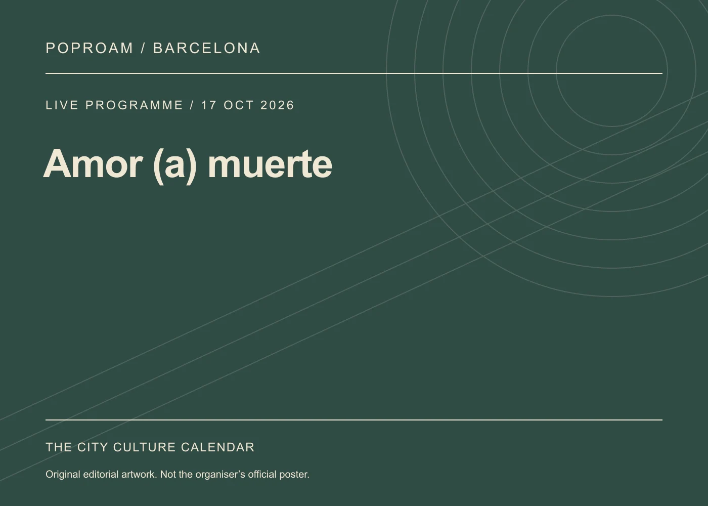 Original editorial programme artwork for Amor (a) muerte. This is not the organiser’s official poster.