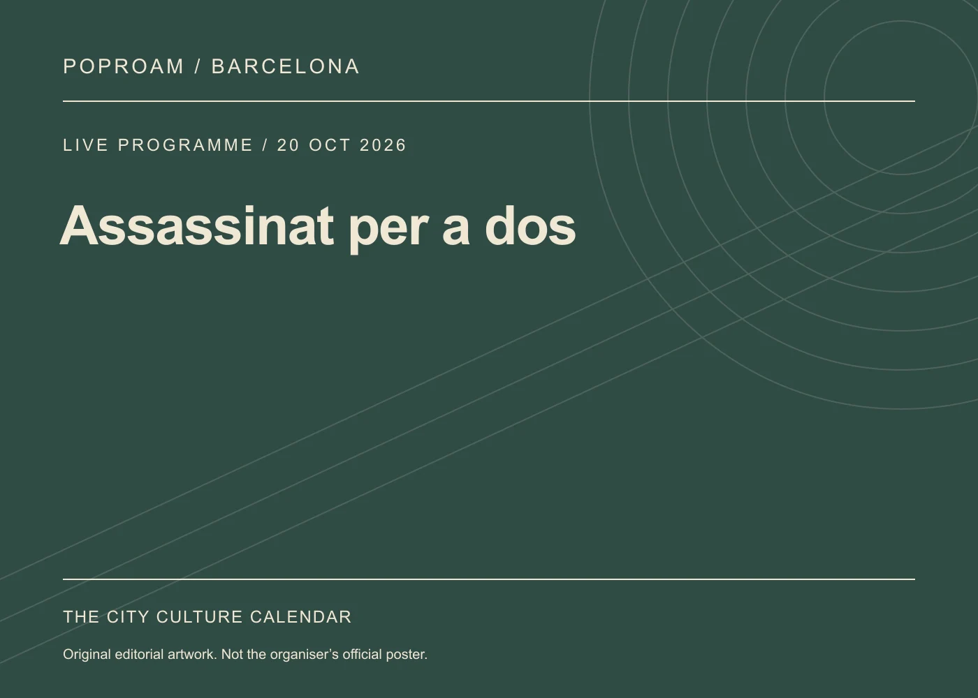 Original editorial programme artwork for Assassinat per a dos. This is not the organiser’s official poster.