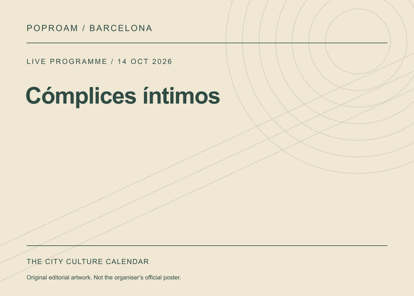 Original editorial programme artwork for Cómplices íntimos. This is not the organiser’s official poster.
