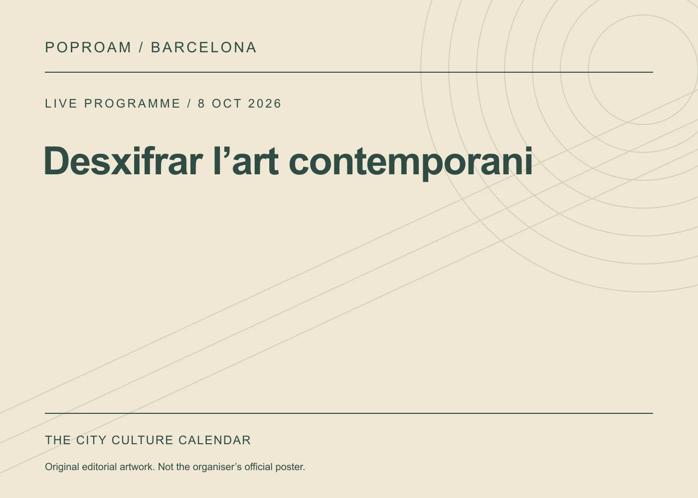 Original editorial programme artwork for Desxifrar l’art contemporani. This is not the organiser’s official poster.