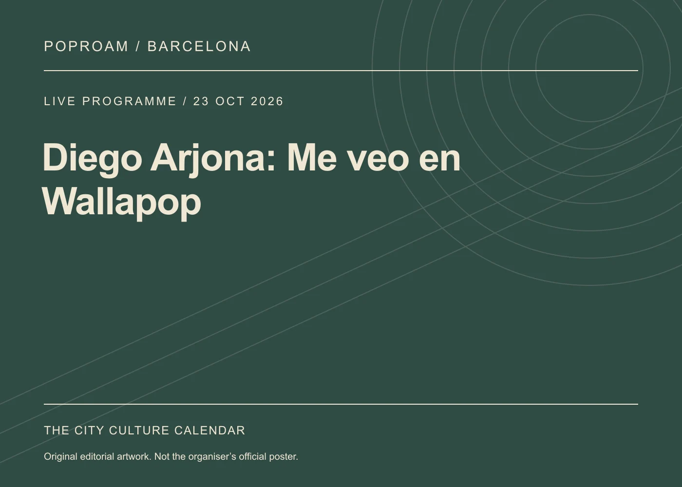 Original editorial programme artwork for Diego Arjona: Me veo en Wallapop. This is not the organiser’s official poster.