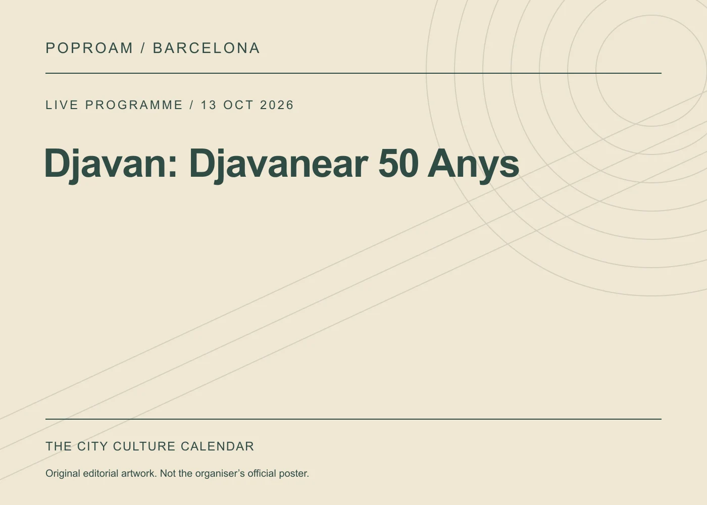 Original editorial programme artwork for Djavan: Djavanear 50 Anys. This is not the organiser’s official poster.