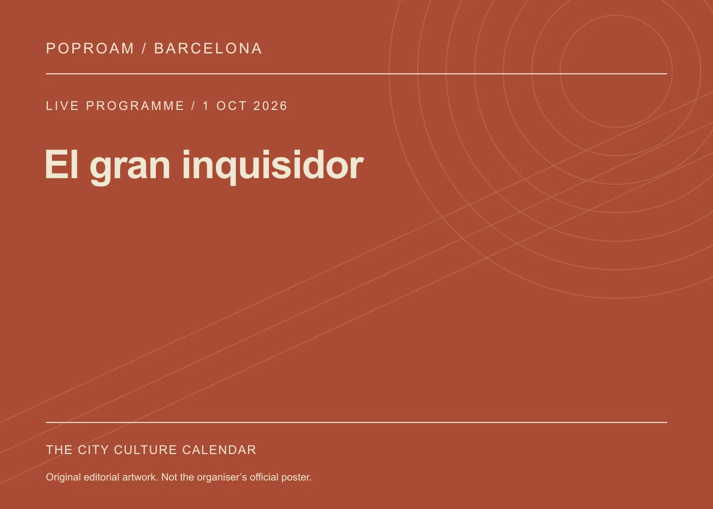 Original editorial programme artwork for El gran inquisidor. This is not the organiser’s official poster.