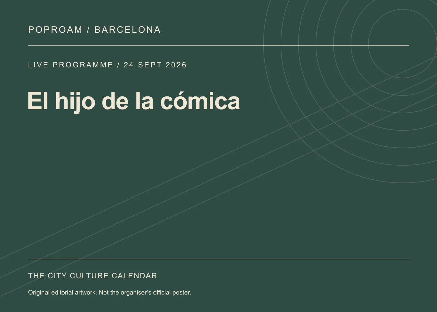 Original editorial programme artwork for El hijo de la cómica. This is not the organiser’s official poster.
