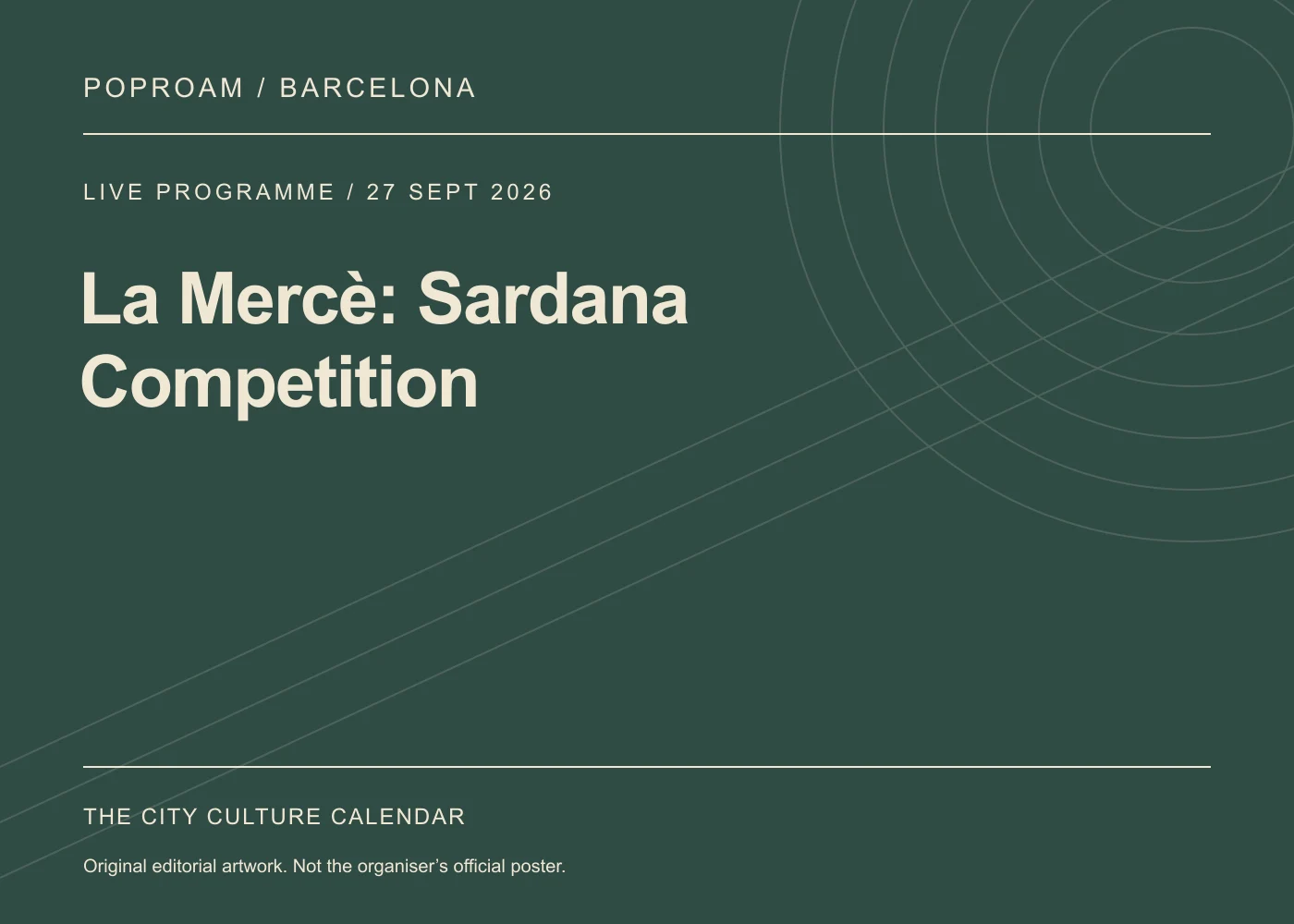 Original editorial programme artwork for La Mercè: Sardana Competition. This is not the organiser’s official poster.