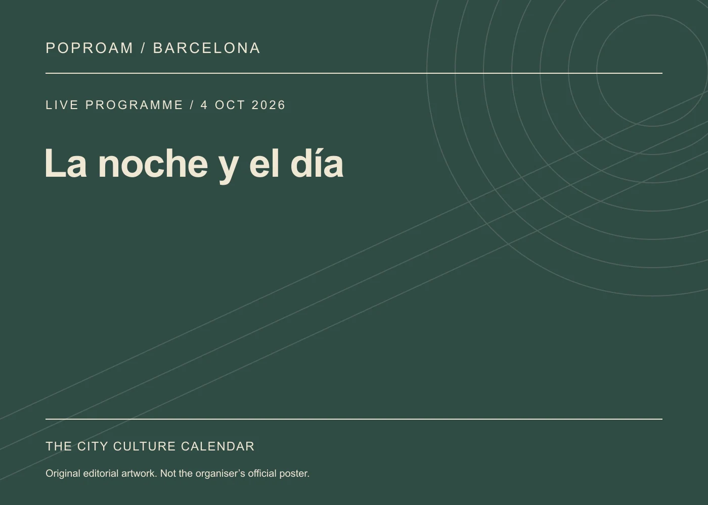 Original editorial programme artwork for La noche y el día. This is not the organiser’s official poster.