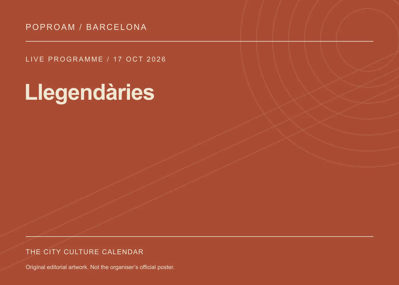 Original editorial programme artwork for Llegendàries. This is not the organiser’s official poster.