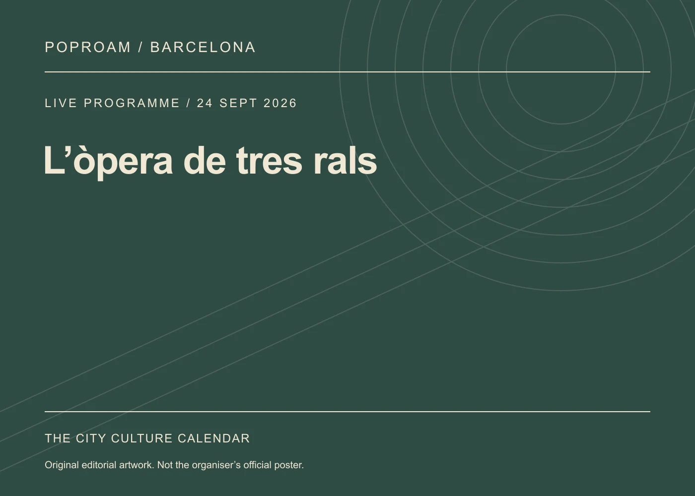 Original editorial programme artwork for L’òpera de tres rals. This is not the organiser’s official poster.