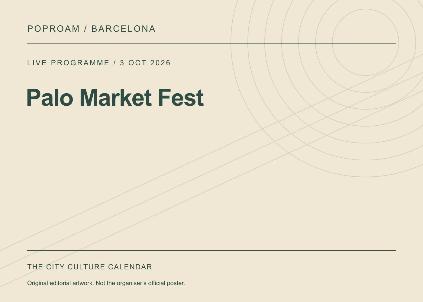Original editorial programme artwork for Palo Market Fest. This is not the organiser’s official poster.