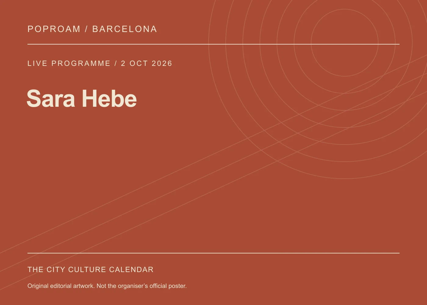 Original editorial programme artwork for Sara Hebe. This is not the organiser’s official poster.