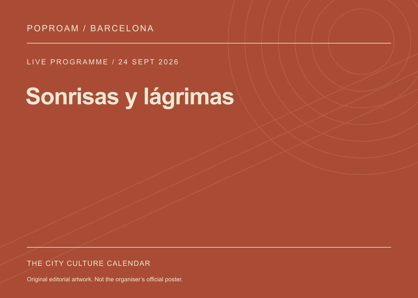Original editorial programme artwork for Sonrisas y lágrimas. This is not the organiser’s official poster.