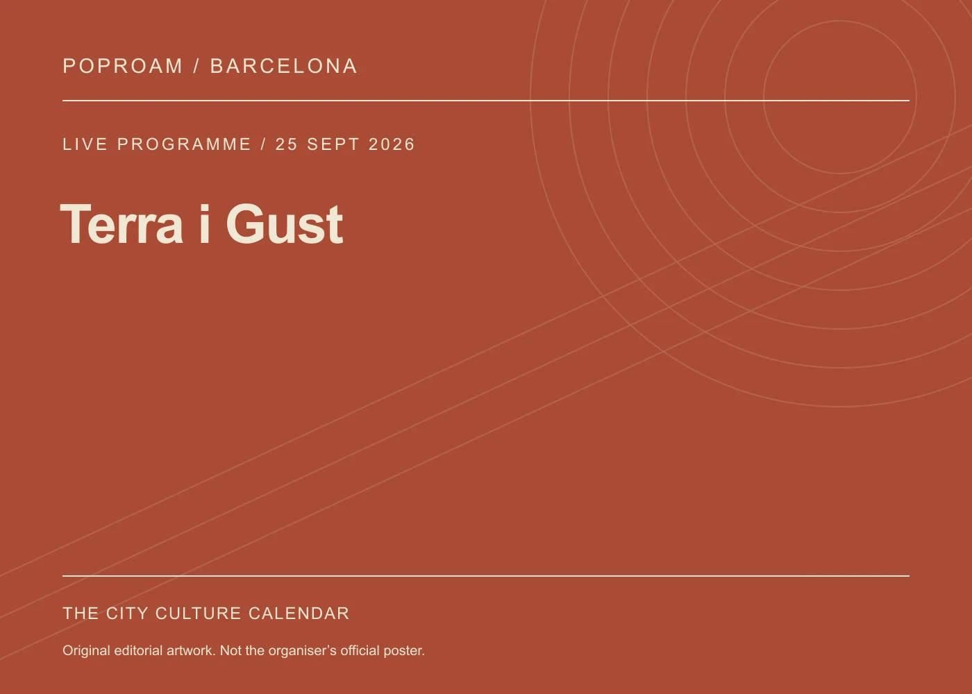 Original editorial programme artwork for Terra i Gust. This is not the organiser’s official poster.