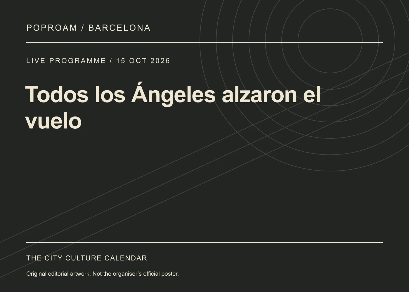 Original editorial programme artwork for Todos los Ángeles alzaron el vuelo. This is not the organiser’s official poster.