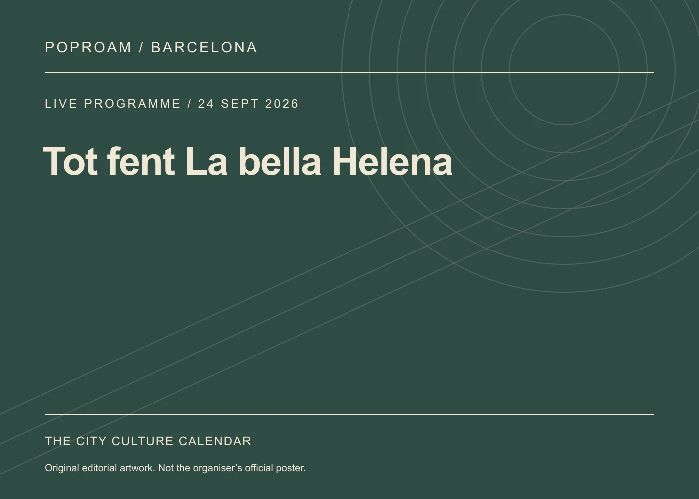 Original editorial programme artwork for Tot fent La bella Helena. This is not the organiser’s official poster.