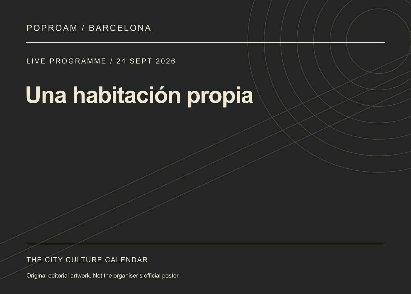Original editorial programme artwork for Una habitación propia. This is not the organiser’s official poster.