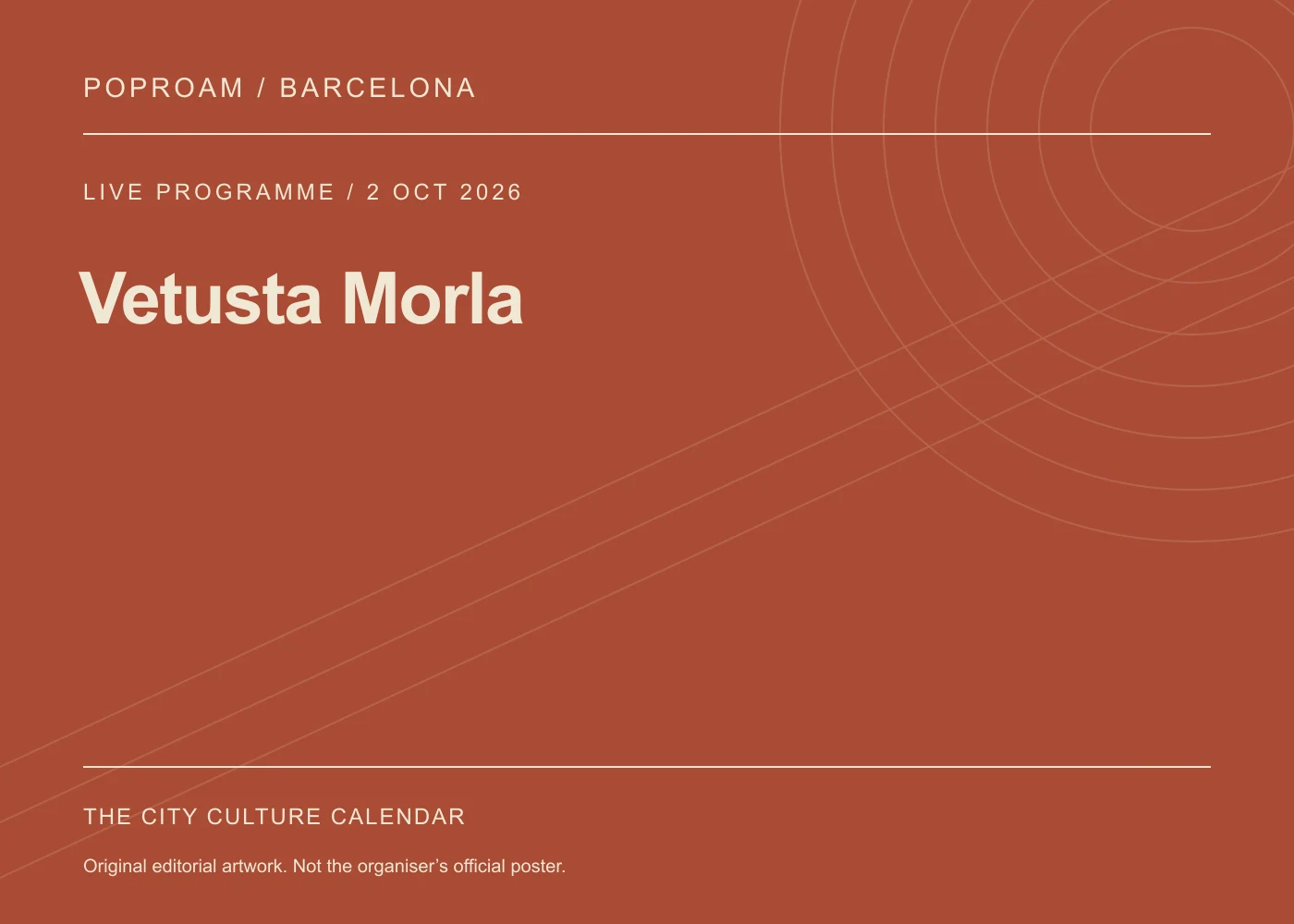Original editorial programme artwork for Vetusta Morla. This is not the organiser’s official poster.