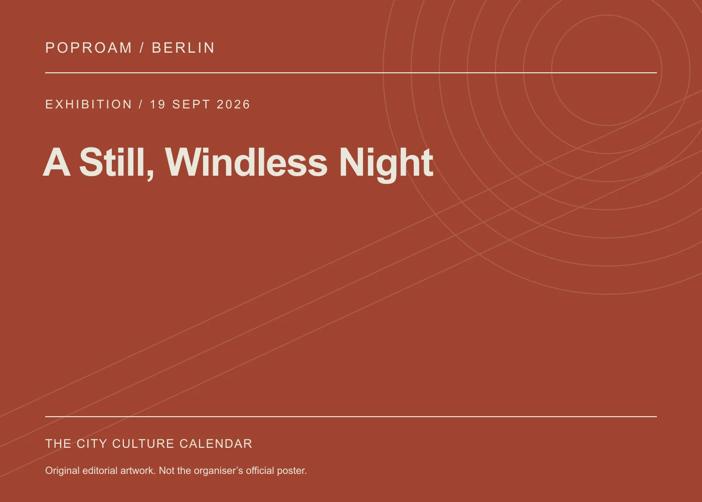 Original editorial programme artwork for A Still, Windless Night. This is not the organiser’s official poster.