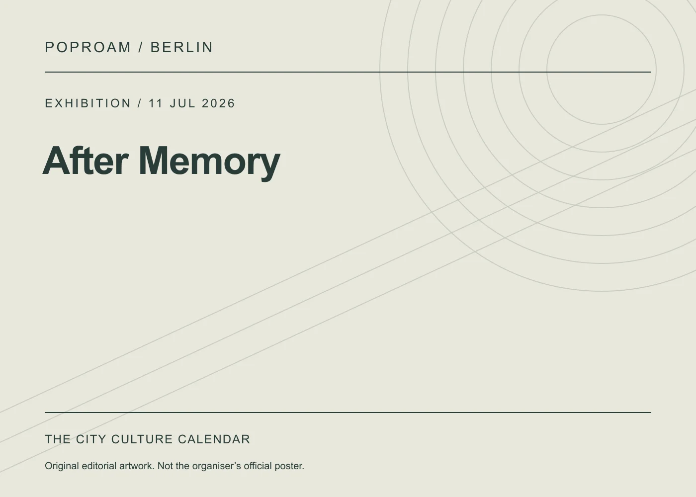 Original editorial programme artwork for After Memory. This is not the organiser’s official poster.