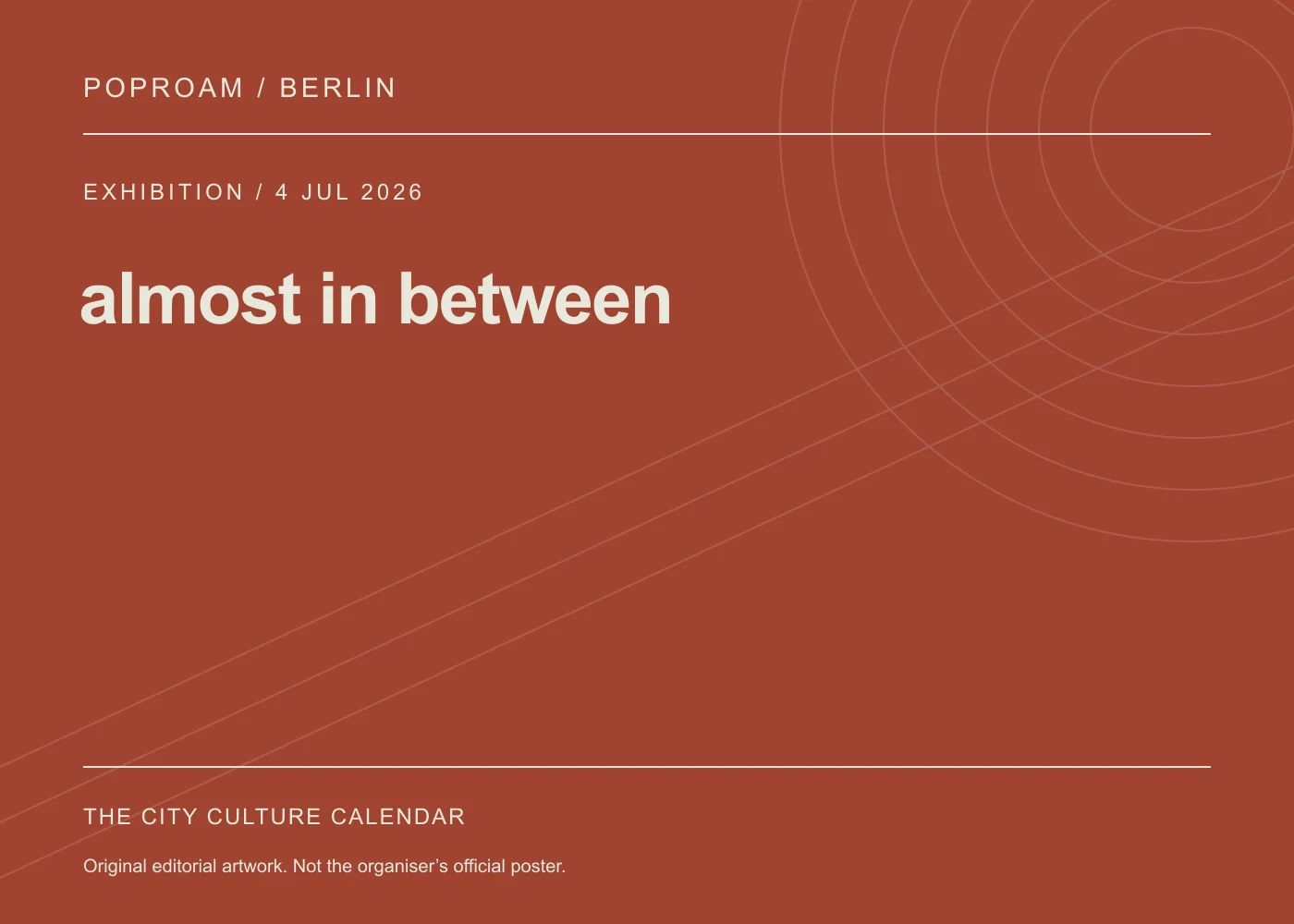 Original editorial programme artwork for almost in between. This is not the organiser’s official poster.