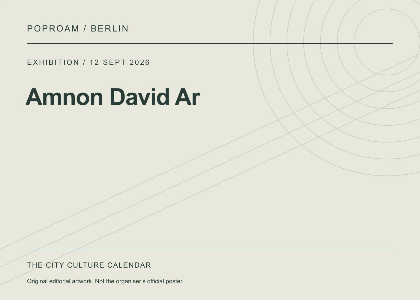 Original editorial programme artwork for Amnon David Ar. This is not the organiser’s official poster.