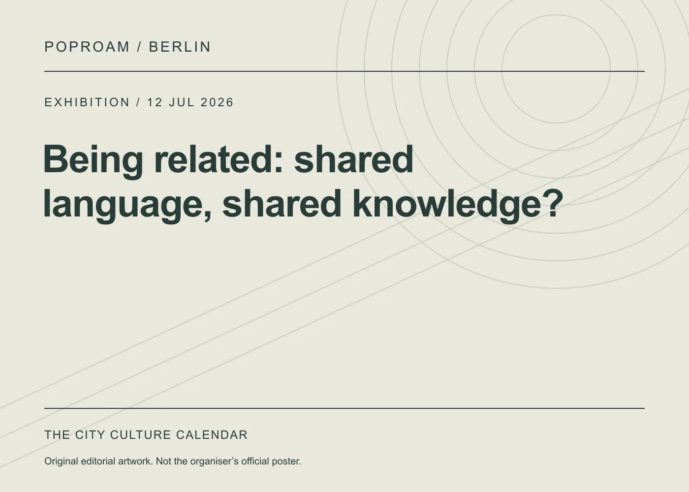 Original editorial programme artwork for Being related: shared language, shared knowledge?. This is not the organiser’s official poster.