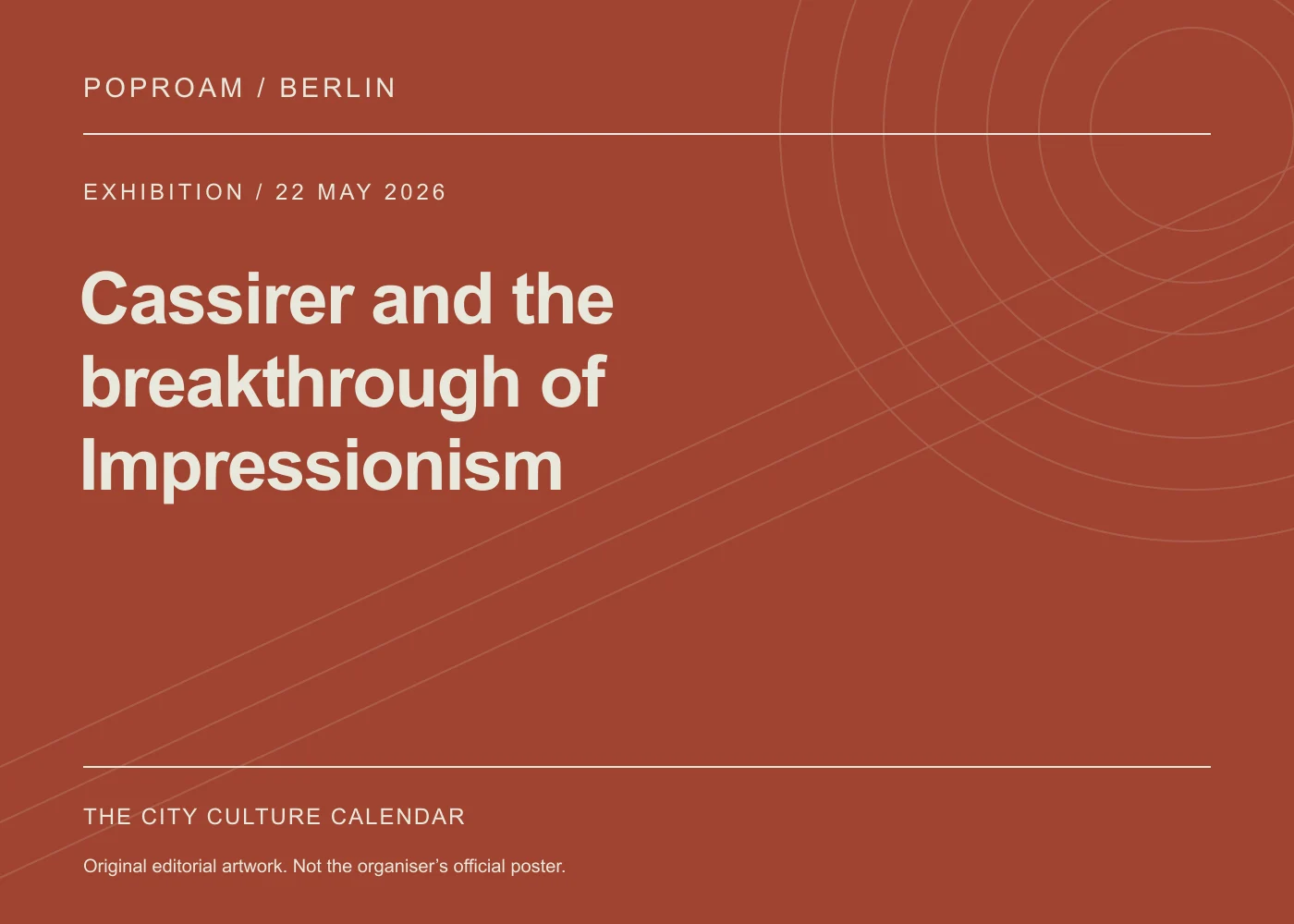 Original editorial programme artwork for Cassirer and the breakthrough of Impressionism. This is not the organiser’s official poster.