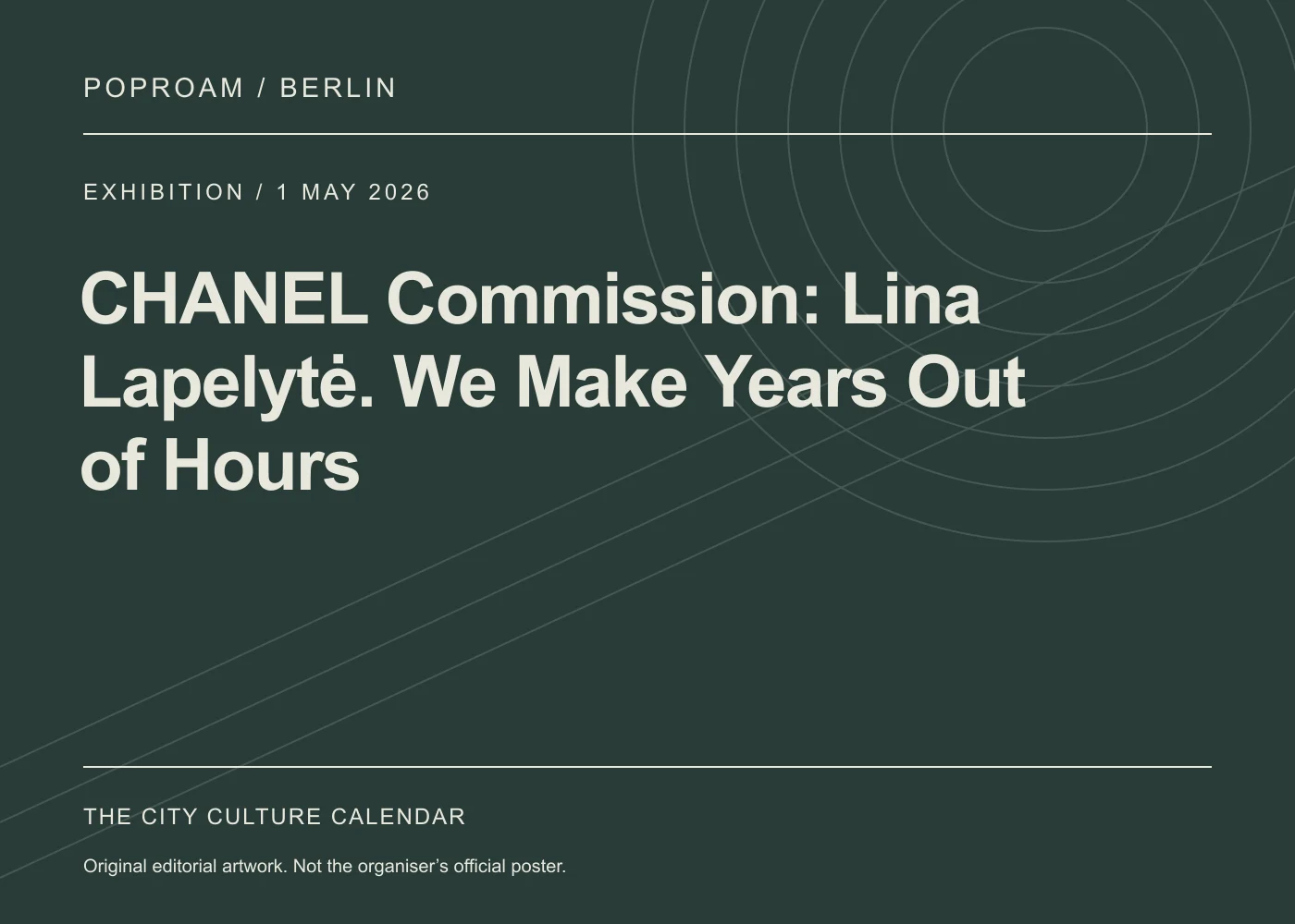 Original editorial programme artwork for CHANEL Commission: Lina Lapelytė. We Make Years Out of Hours. This is not the organiser’s official poster.